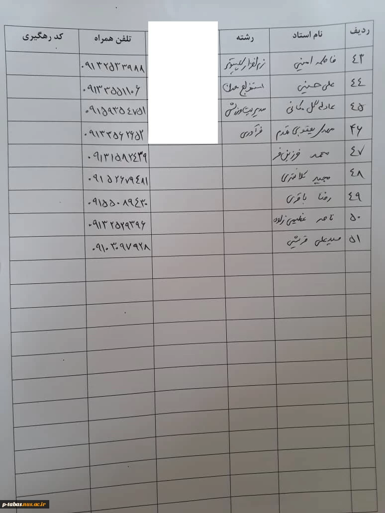 شماره تلفن اساتید 3