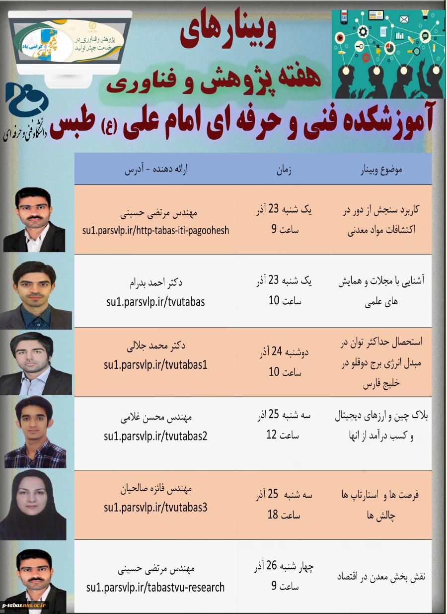 وبینارهای هفته پژوهش و فناوری آموزشکده فنی طبس 2